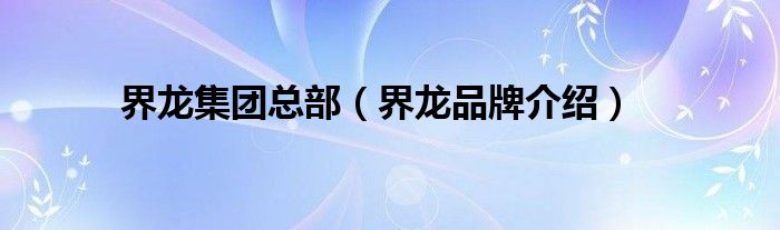 界龙集团总部（界龙品牌介绍）
