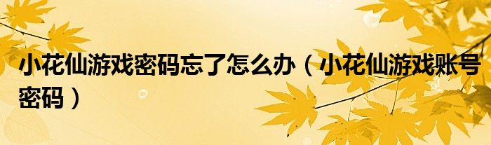 小花仙游戏密码忘了怎么办（小花仙游戏账号密码）