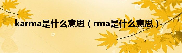 karma是什么意思（rma是什么意思）