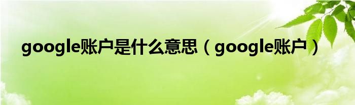 google账户是什么意思（google账户）