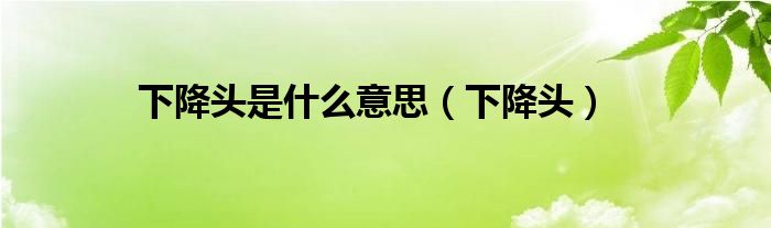 下降头是什么意思（下降头）