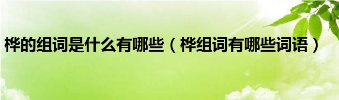桦的组词是什么有哪些（桦组词有哪些词语）