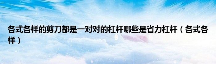 各式各样的剪刀都是一对对的杠杆哪些是省力杠杆（各式各样）