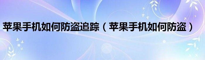 苹果手机如何防盗追踪（苹果手机如何防盗）