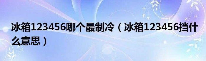 冰箱123456哪个最制冷（冰箱123456挡什么意思）